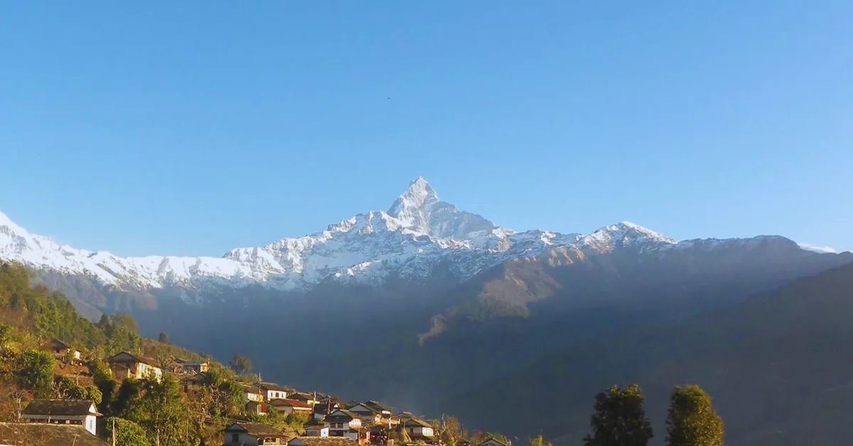 View of Mt Machhapuchhre from Lwang Village