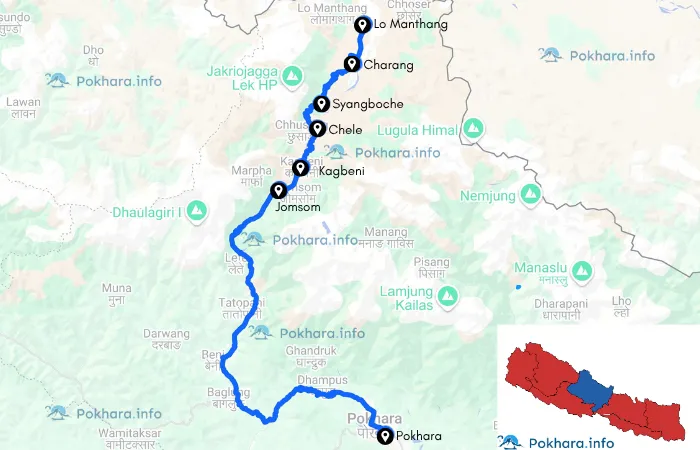 Upper Mustang Trek: The Kingdom Beyond the Mountains Map
