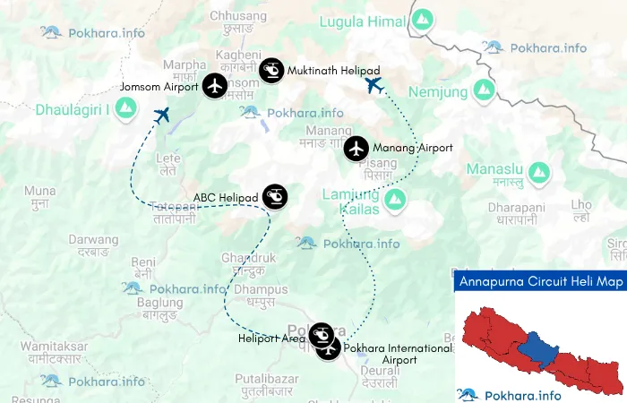 Annapurna Helicopter Journey Map