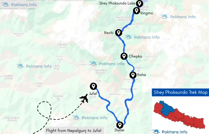 Shey Phoksundo Trek: The Sacred Turquoise of Lower Dolpo Map