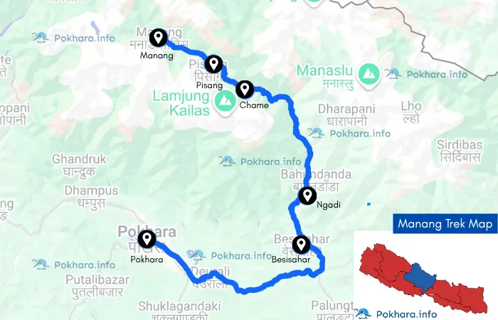 Manang Trek: Acclimatization Capital of Annapurna Circuit Map