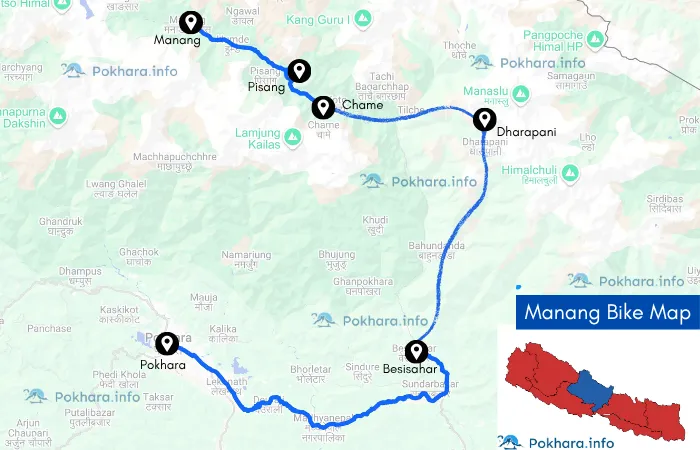 Manang Motorbike Trip Map